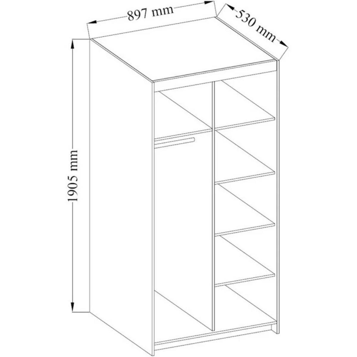 DREHTÜRENSCHRANK Elena mit 2 Türen, ohne Spiegel, Eiche Lefkas - Eichefarben, Holzwerkstoff (90/190/53cm) - Beautysofa