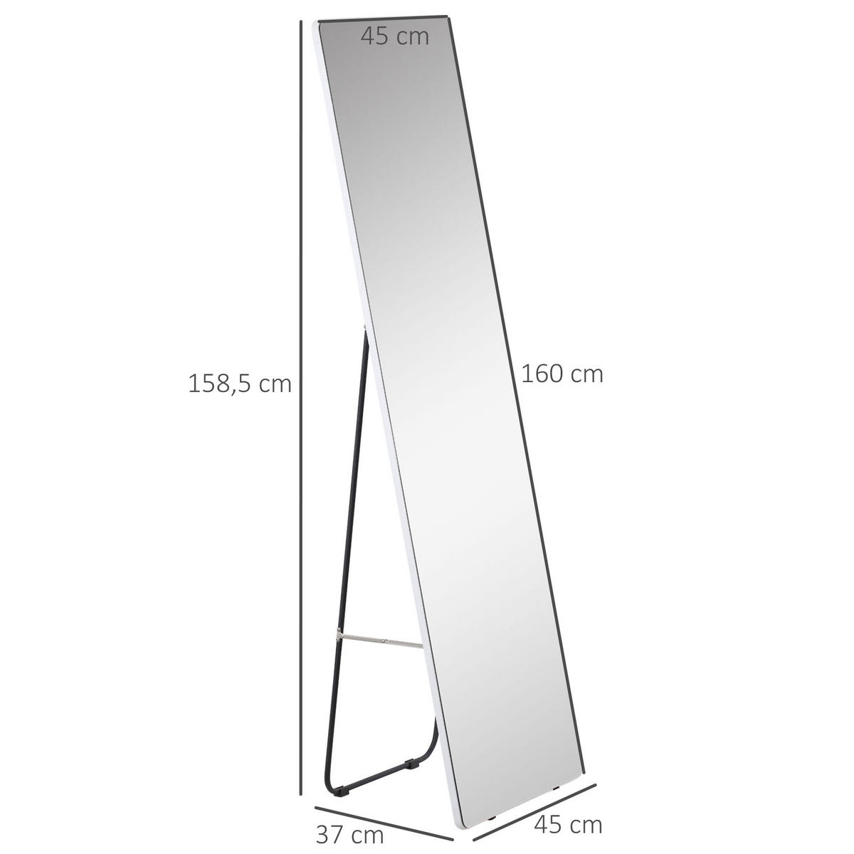 STANDSPIEGEL mit Ständer, 45 x 160 cm, für Schlafzimmer, Wohnzimmer, Silber - Silberfarben, Glas (37/158.5/45cm) - HOMCOM