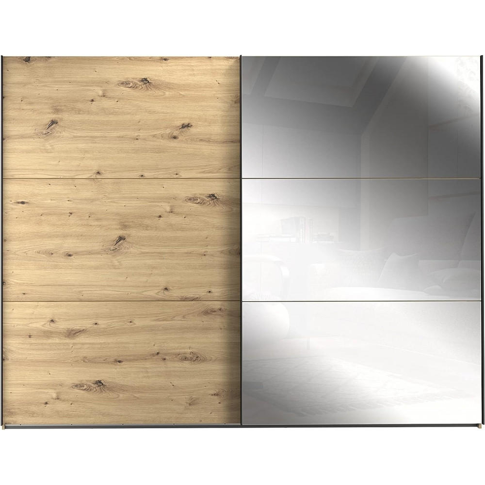 SCHIEBETÜRENSCHRANK Trondheim 270/210/63 cm Artisan Eiche, Schwarz - Anthrazit, Holzwerkstoff (270/210/63cm) - Forte Möbel
