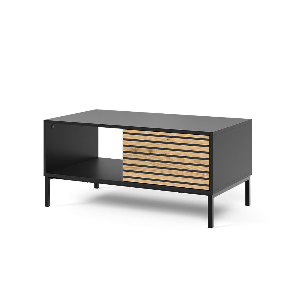 COUCHTISCH Eliza Schwarz/Eiche 90 x 50 cm mit einer Schublade - Anthrazit/Eiche Wotan, Holzwerkstoff (50/90/45cm) - Vicco