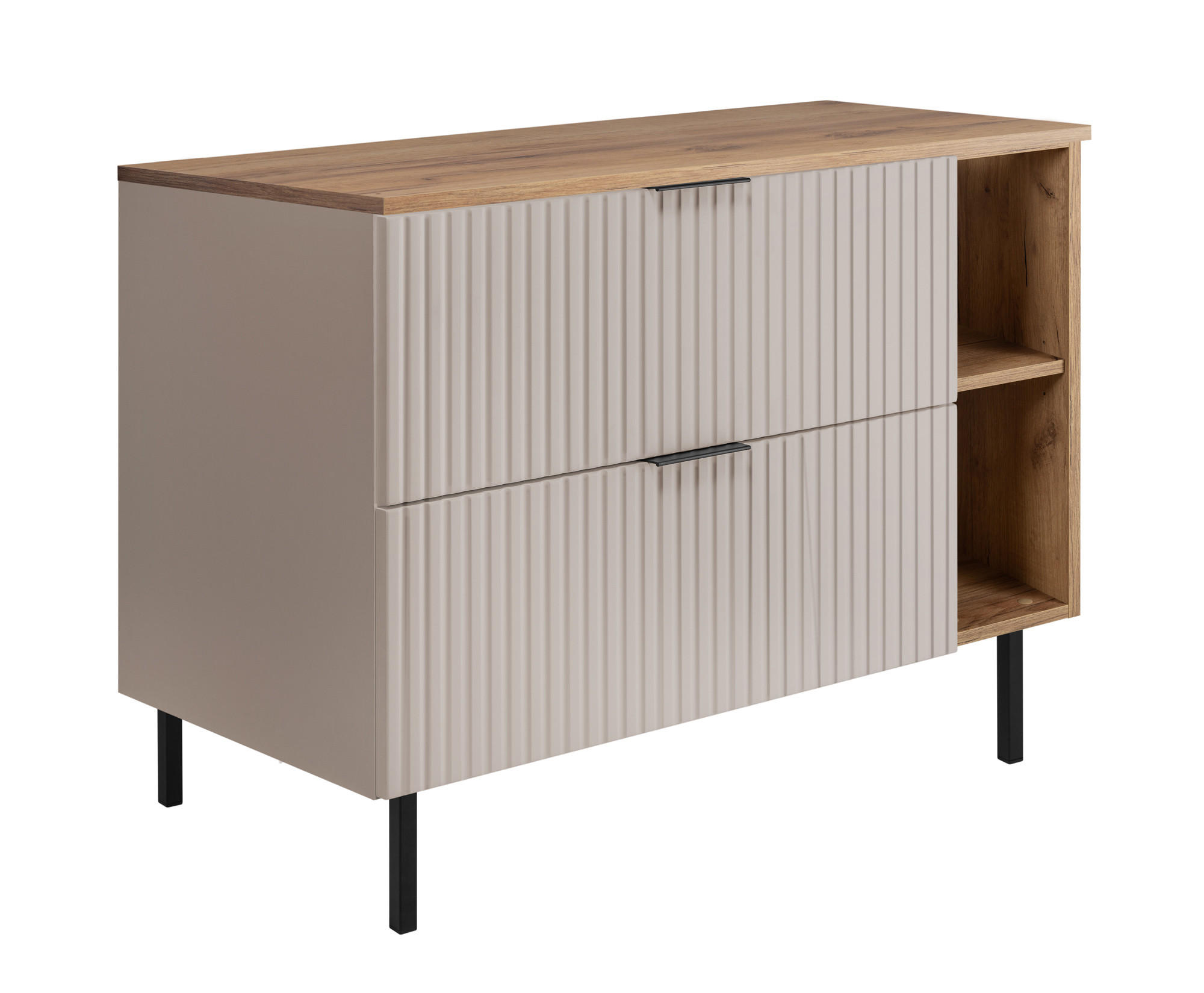 3XE Living Badezimmerschrank, Kaschmir, Eiche, Schwarz 100x77x46 cm