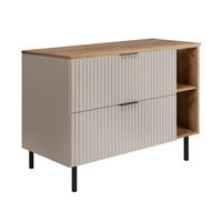 BADEZIMMERSCHRANK, Kaschmir / Gold Craft Eiche, Schwarze Griffe, 100 x 77 x 46 cm - Kaschmir/Eichefarben, Holzwerkstoff (100/77/46cm) - 3XE LIVING