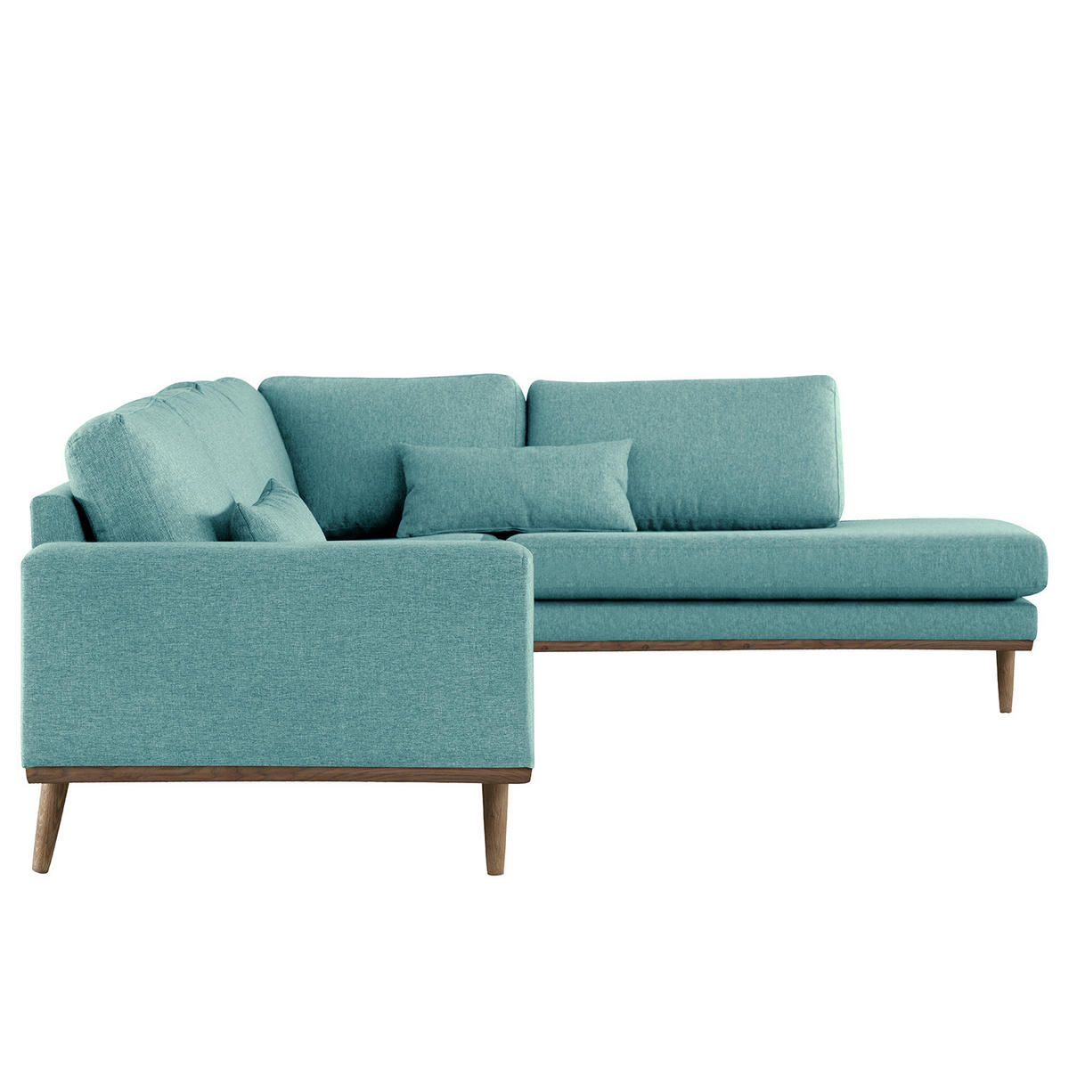 ECKSOFA mit Ottomane - Eichefarben/Petrol, Eichenholz/Textil (287/219cm) - home24