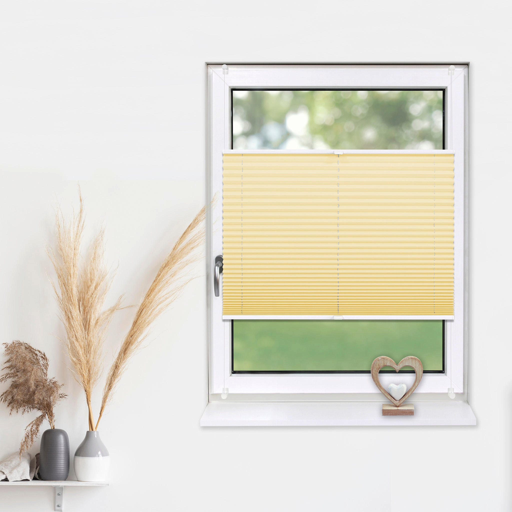 Thumbnail - Deco-Raum Plissee, Hellgelb, Textil, 100x150 cm, Wohntextilien, Rollos & Jalousien, Plissees