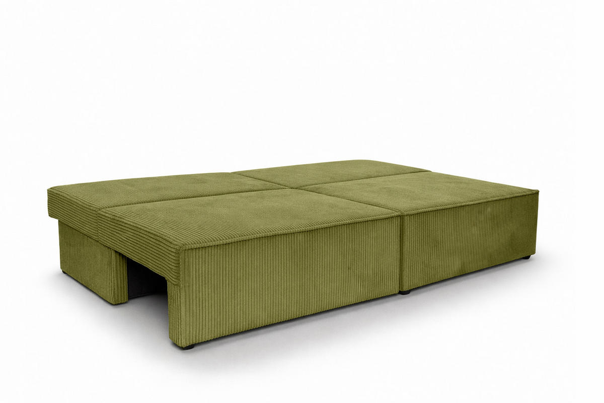 SOFA Mit Schlaffunktion Und Bettkasten, Cordstoff Poso, Olive, BEST MINI - Olivgrün, Holz (200/83/98cm) - Kaiser Möbel