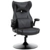 GAMING Stuhl Computerstuhl Lendenkissen höhenverstellbar Metall Schwarz - Schwarz, Leder (71/112/67cm) - Vinsetto