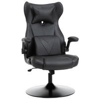 GAMING Stuhl Computerstuhl Lendenkissen höhenverstellbar Metall Schwarz - Schwarz, Leder (71/112/67cm) - Vinsetto