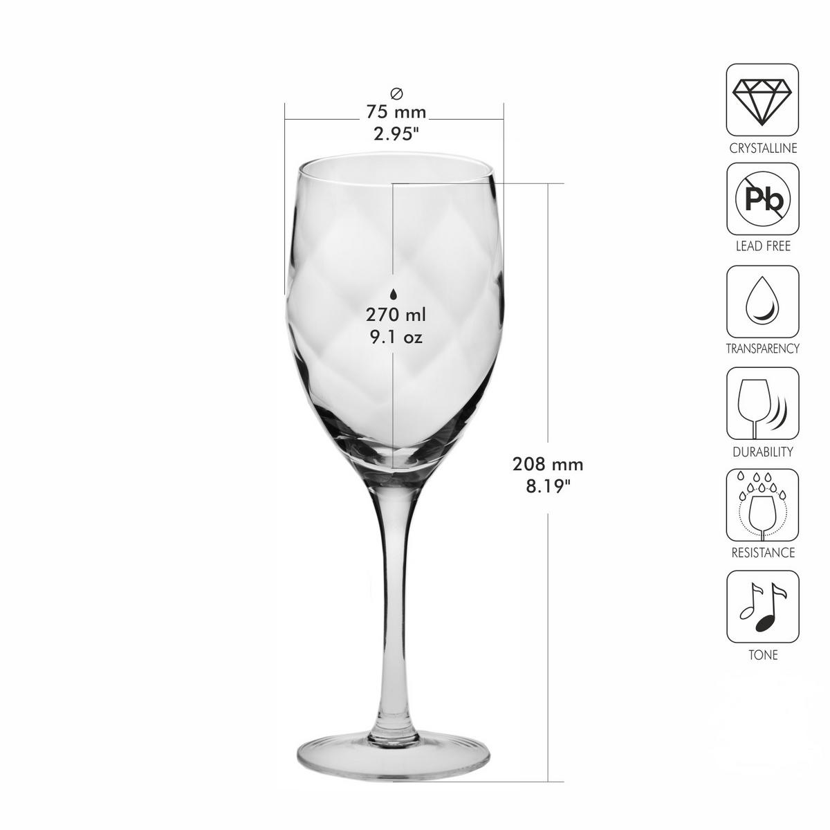 WEISSWEINGLÄSER ROMANCE, 6ER-SET, 270 ml HANDGEFERTIGT - Transparent, Glas (0.27L) - Krosno Glass