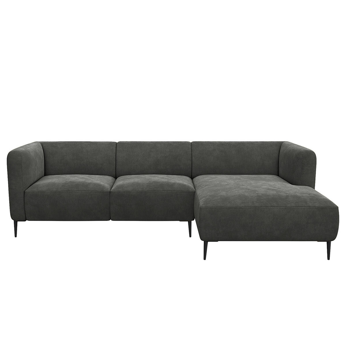 2,5-SITZER ECKSOFA mit Longchair - Schwarz/Grün, Textil/Metall (271/148cm) - home24