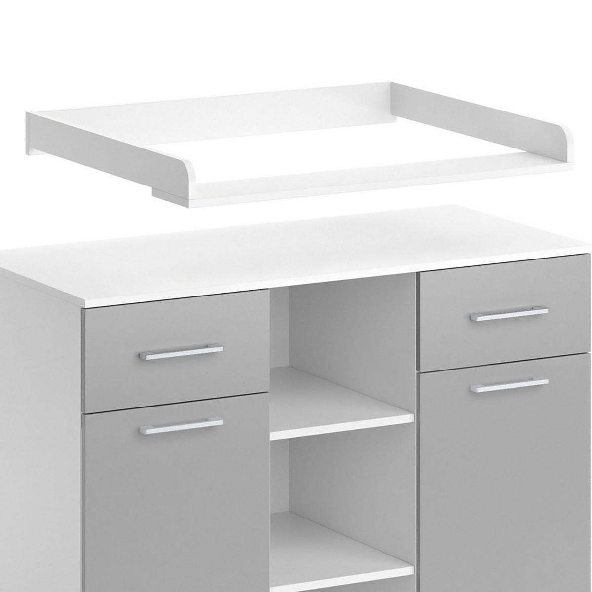 WICKELKOMMODE Leonie Grau 113 x 109 cm - Weiß/Grau, Holzwerkstoff (113/109/70cm) - Vicco