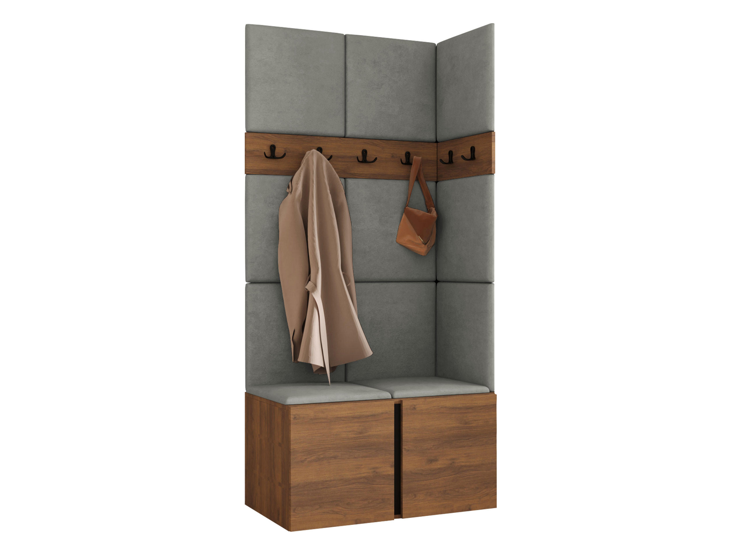 GARDEROBEN-SET Orion I - Nussbaumfarben/Grau, Holzwerkstoff/Kunststoff (84/186/46cm) - MIRJAN24