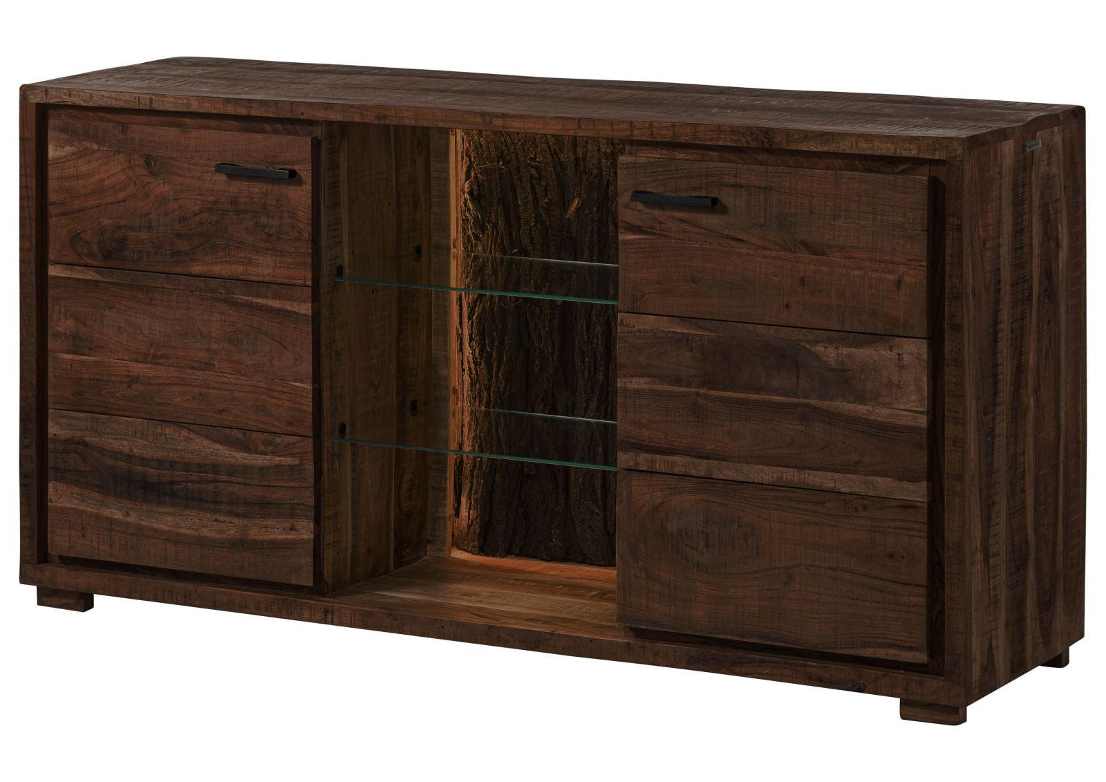 SIDEBOARD Akazie 145x40x78 dunkelbraun lackiert BARK #200 - Dunkelbraun, Holz (145/78/40cm) - Massivmoebel24