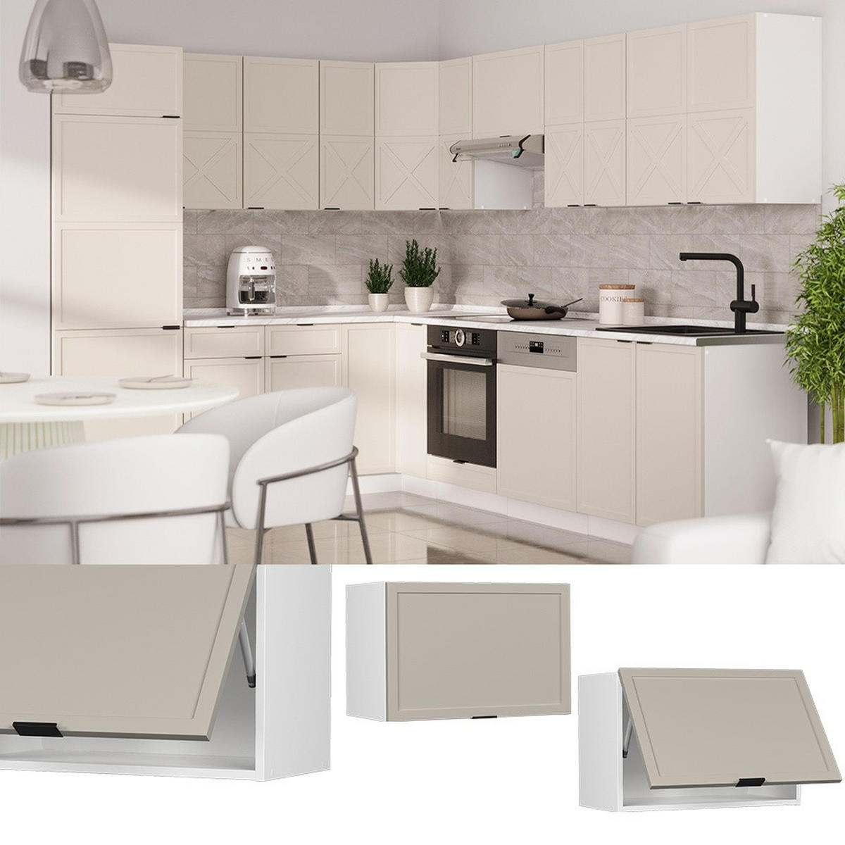 HÄNGESCHRANK Fame-Line GrauBeige 60 cm Flach - Weiß/Grau, Holzwerkstoff (60/40/34.1cm) - Vicco