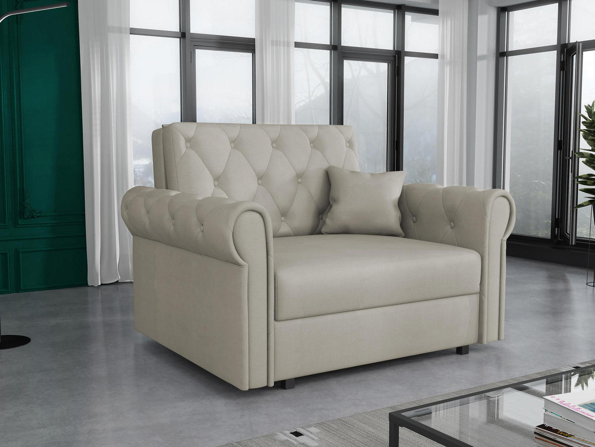 SCHLAFSOFA Viva Roma I - Beige/Schwarz, Holz/Textil (116/85/98cm) - MIRJAN24