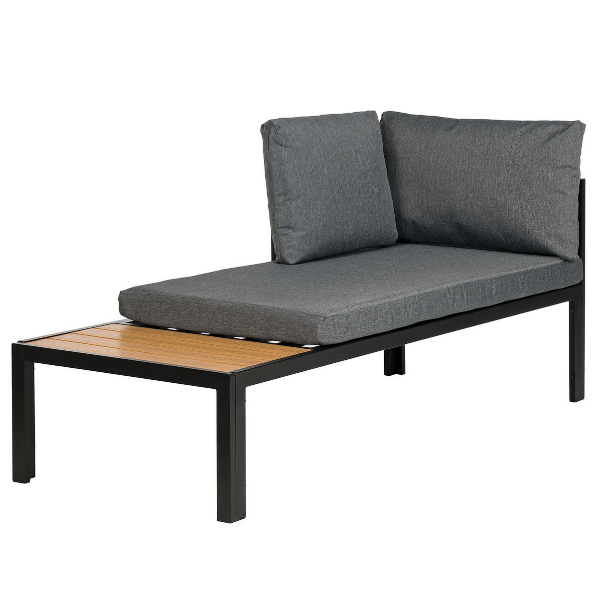 LOUNGESET - Polywood / Polyester - Grau - 2-teilig - Anthrazit/Braun, Holzwerkstoff/Textil - home24