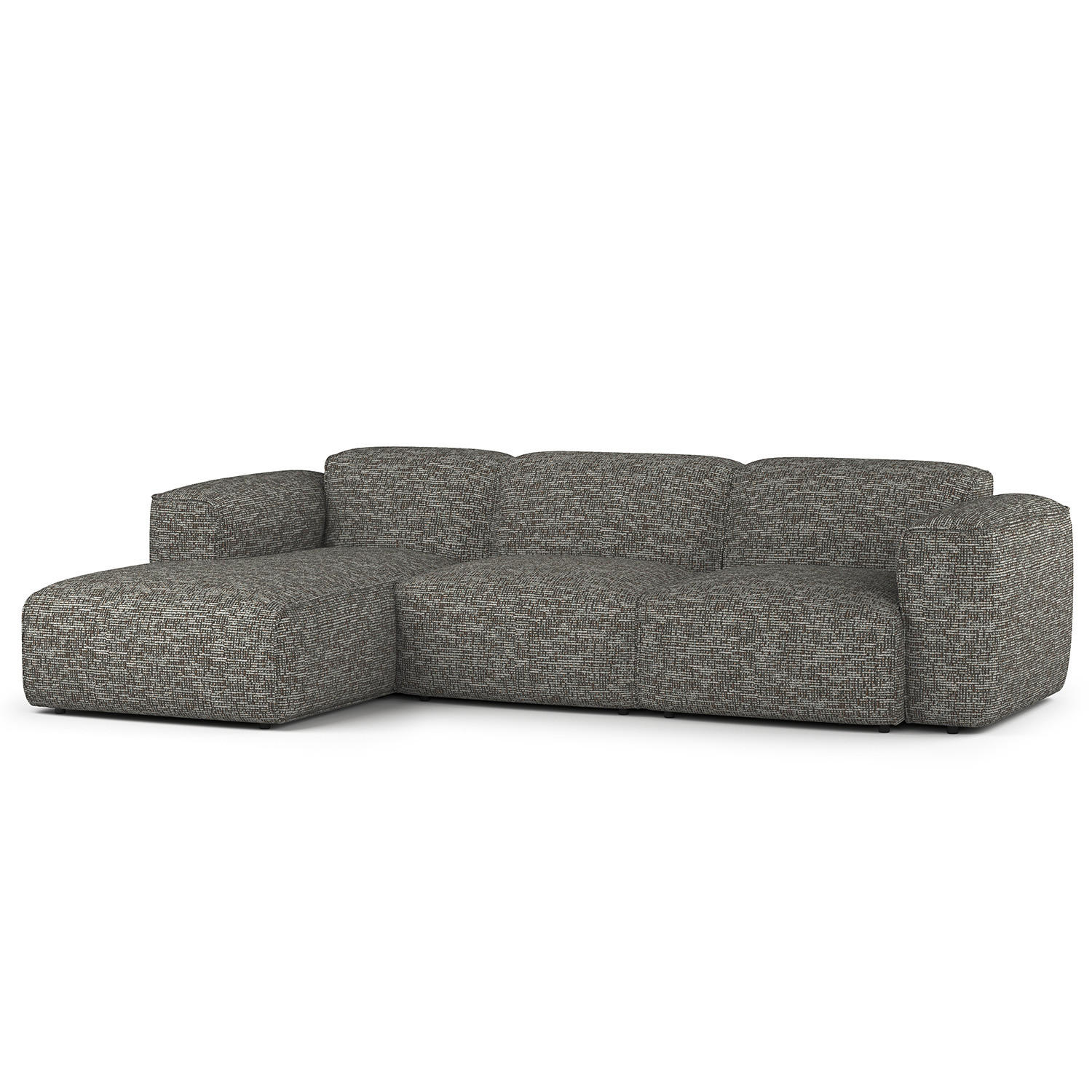 3-SITZER ECKSOFA mit Longchair - Schwarz/Grau, Kunststoff/Textil (284/173cm) - home24