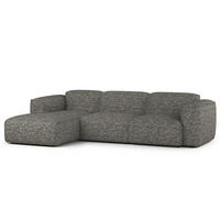 3-SITZER ECKSOFA mit Longchair - Schwarz/Grau, Kunststoff/Textil (284/173cm) - home24