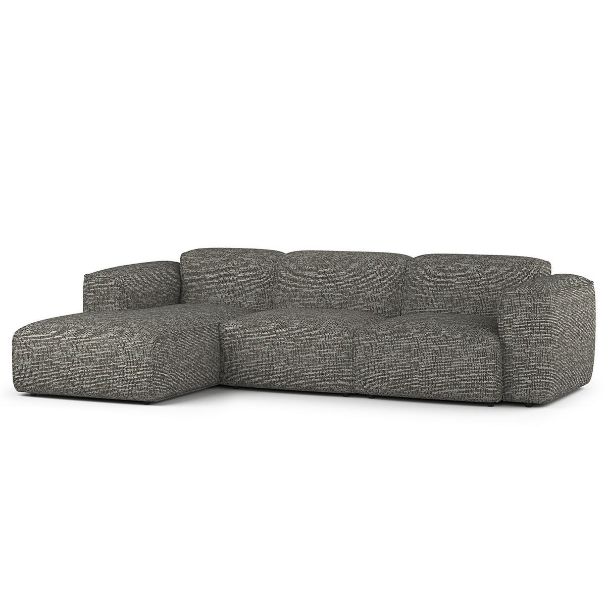 3-SITZER ECKSOFA mit Longchair - Schwarz/Grau, Kunststoff/Textil (284/173cm) - home24