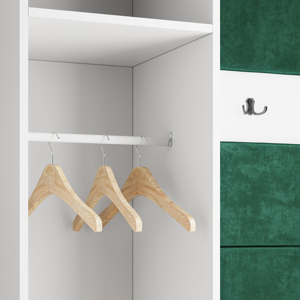 GARDEROBENSCHRANK VIRA 95/181/51 cm Modern Garderobe-Set Eiche Lefkas - Eichefarben/Schwarz, Holzwerkstoff (95/181/51cm) - MASSENO