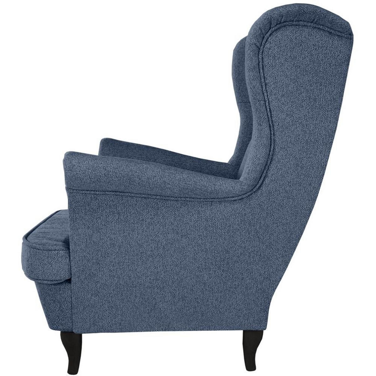 CHESTERFIELD-SESSEL Falco dunkelblau mit Wenge Holzbeinen - Blaugrau, Holz/Textil (82/102/92cm) - Beautysofa