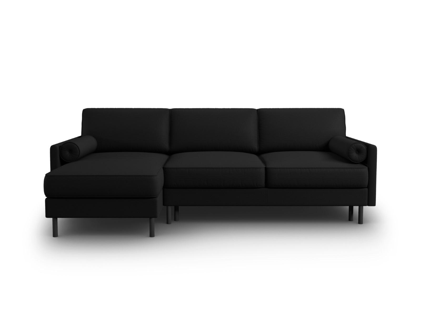 AUSKLAPPBARES-ECKSOFA links mit Container Scott aus strukturiertem Stoff schwarz 5 Sitzplätze - Schwarz, Textil (142/212cm) - Micadoni