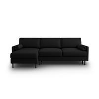 AUSKLAPPBARES-ECKSOFA links mit Container Scott aus strukturiertem Stoff schwarz 5 Sitzplätze - Schwarz, Textil (142/212cm) - Micadoni