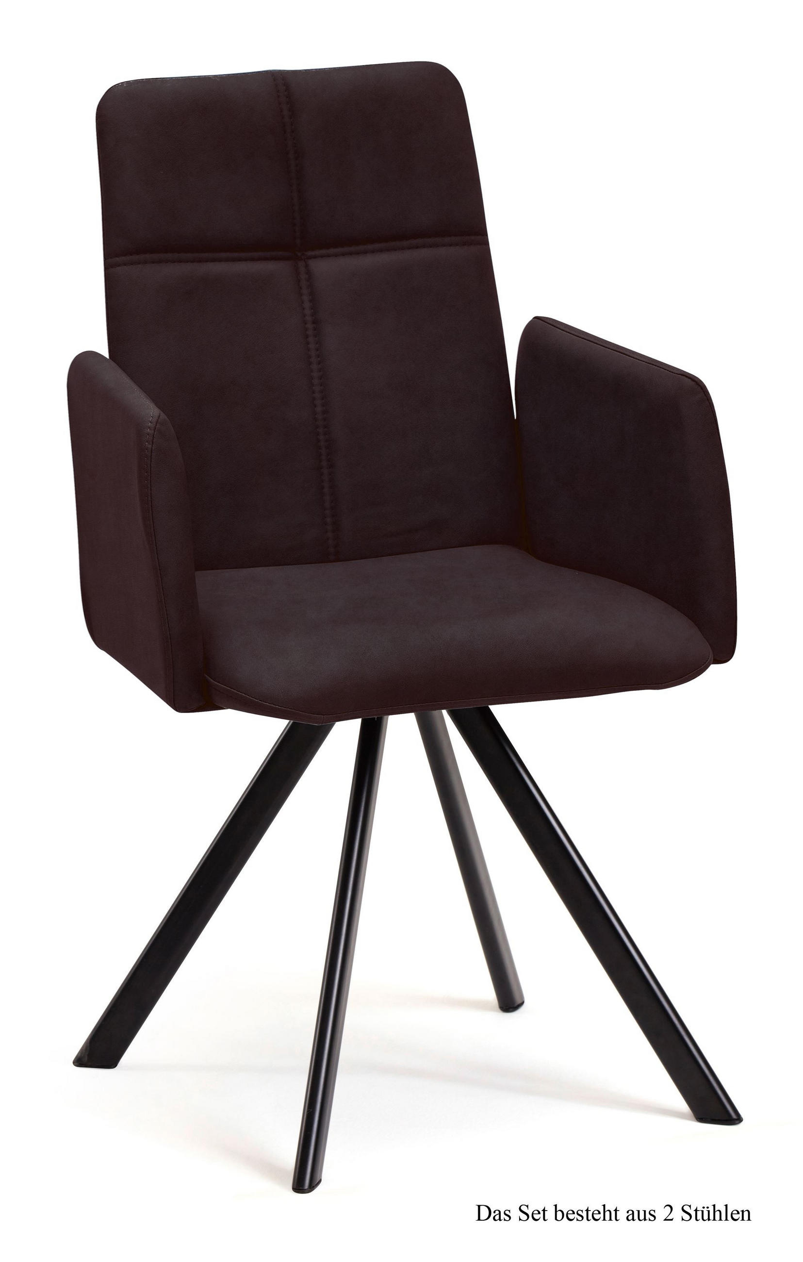 ARMLEHNSTUHL drehbar (2er-Set) Desha 52x92x60 Schwarz/Espresso - Dunkelbraun/Schwarz, Kunststoff (60/92/52cm) - 58aufmkessel