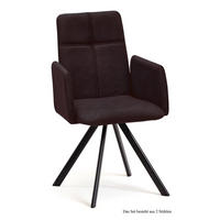 ARMLEHNSTUHL drehbar (2er-Set) Desha 52x92x60 Schwarz/Espresso - Dunkelbraun/Schwarz, Kunststoff (60/92/52cm) - 58aufmkessel