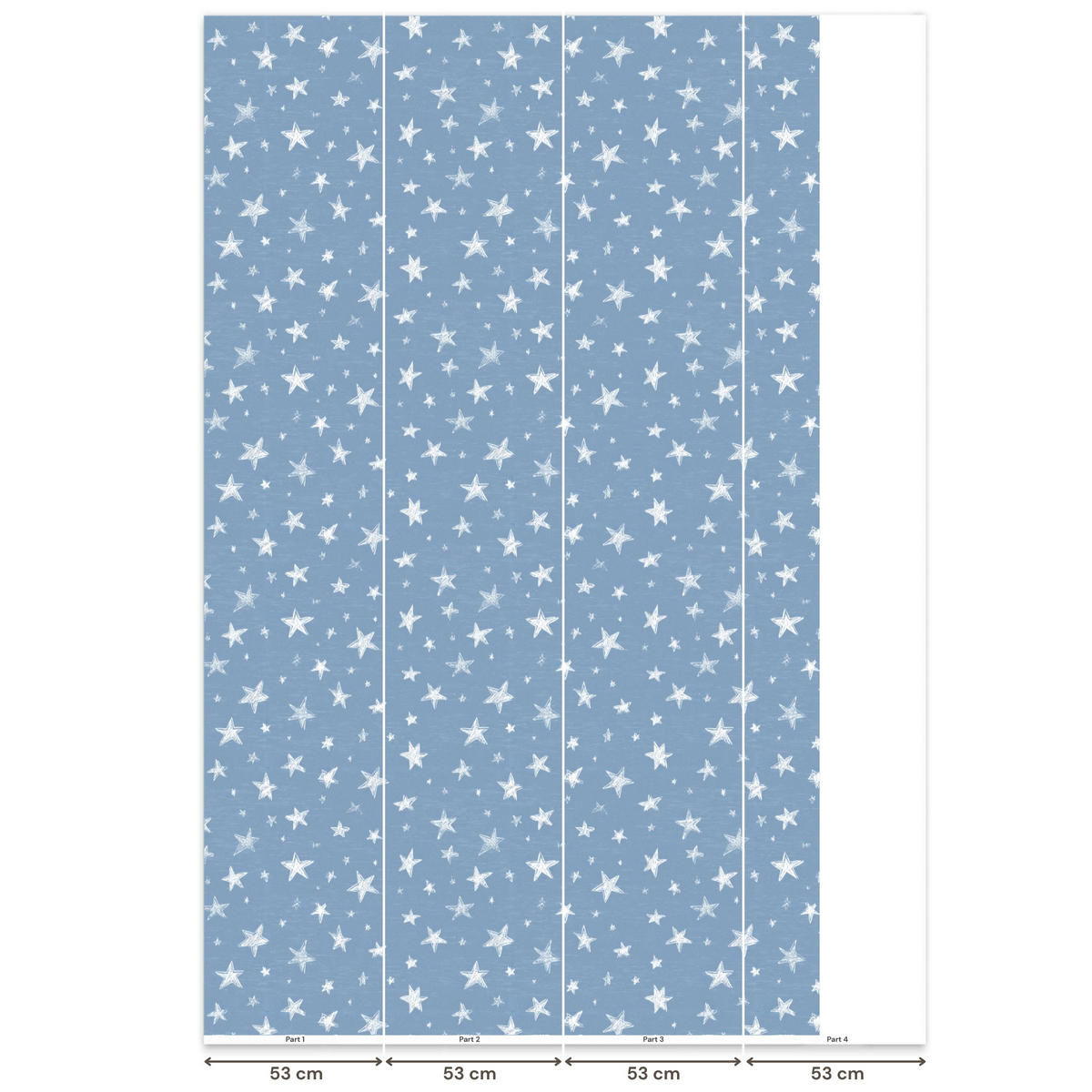 KINDERTAPETE - Sterne - Muster - Blau - 160x280 cm - Hellblau, Papier (160/280cm) - OnlyWow