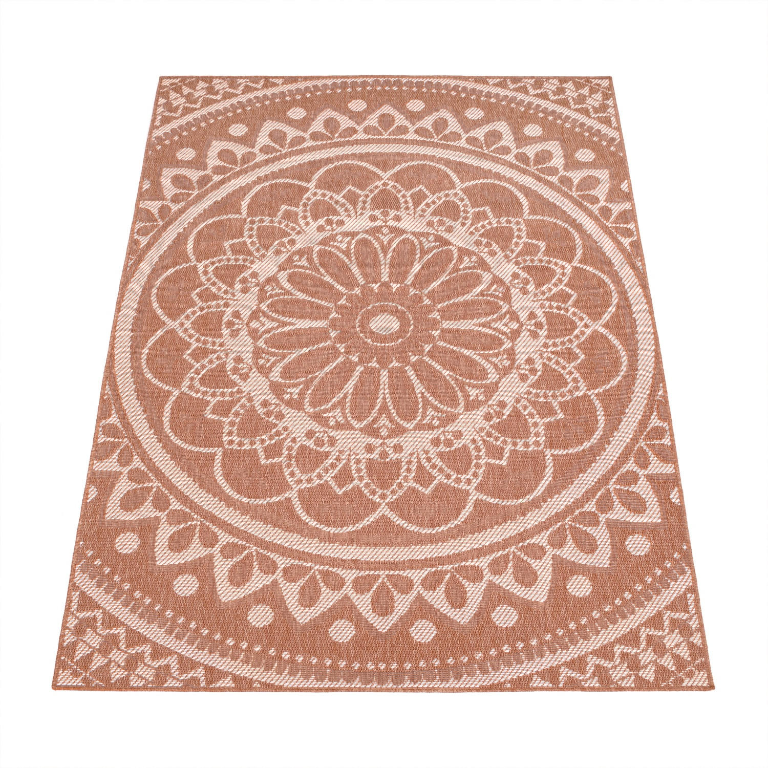 FLACHWEBTEPPICH, mit Mandala-Muster, Apricot, 240 x 340 cm - Orange, Textil (240/340cm) - KADIMA DESIGN