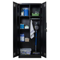 PUTZMITTELSCHRANK Rhino Metall 170x70x30cm Schwarz - Schwarz/Weiß, Metall (70/170/30cm) - PROREGAL