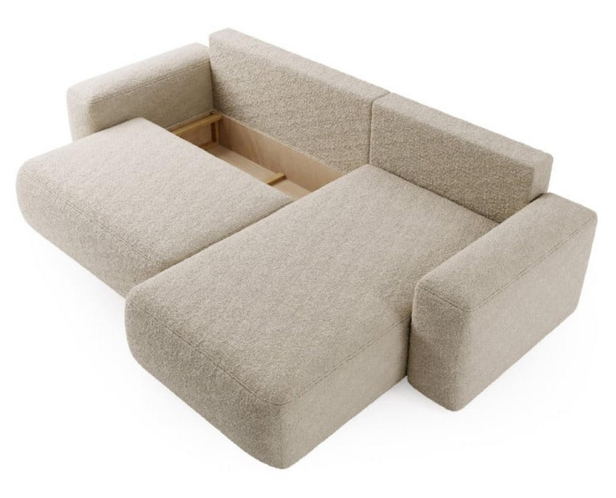 ECKSOFA Creme ILO Mit Schlaffunktion Und Bettkasten - Ecru, Textil (282/177cm) - Sepro Meble