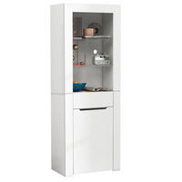 VITRINE 60/35,5/165 cm mit App-LED-Beleuchtung, 1 Schublade und 2 Regalen aus Spanplatte, Weiß - Weiß, Holzwerkstoff (60/165/35.5cm) - Redom