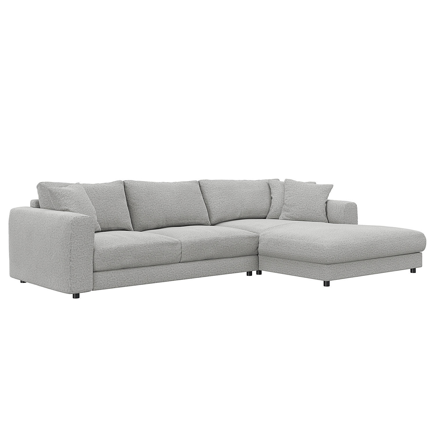 ECKSOFA mit Longchair - Hellgrau/Schwarz, Holz/Kunststoff (286/183cm) - home24