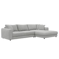 ECKSOFA mit Longchair - Hellgrau/Schwarz, Holz/Kunststoff (286/183cm) - home24