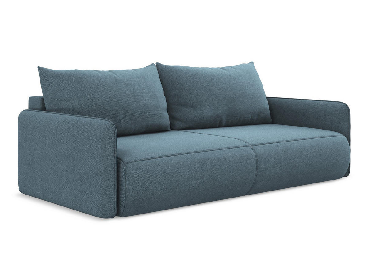 3-SITZER SOFA mit Schlaffunktion Strukturstoff Stoff Blau - Blau/Schwarz, Kunststoff/Textil (216/86/105cm) - Makamii