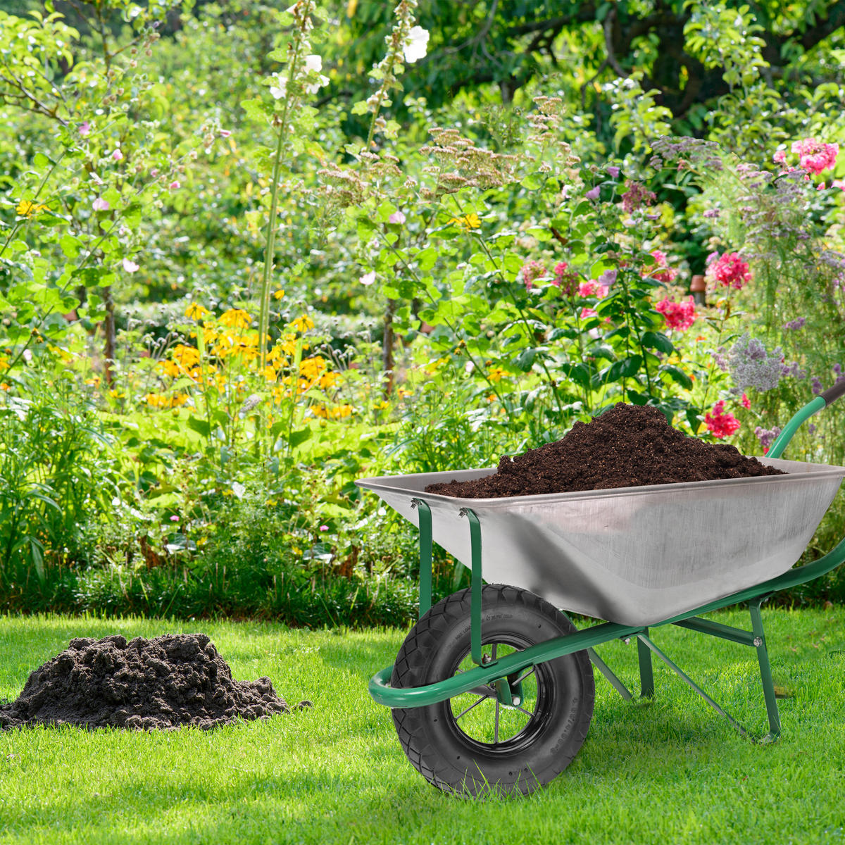 SCHUBKARRENRAD - Schwarz, Kunststoff/Metall (38.5/38.5/24cm) - Relaxdays