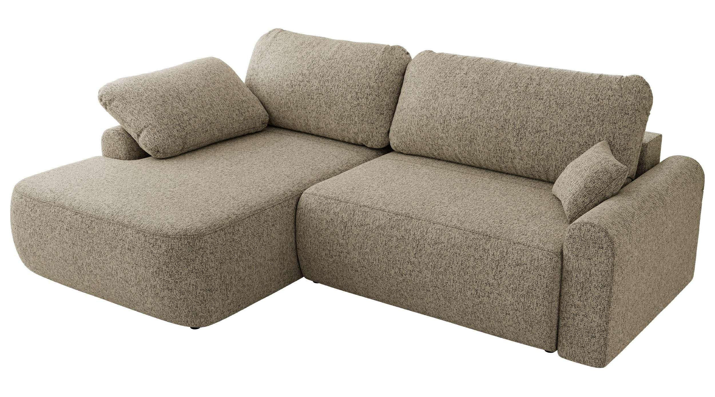 ECKSCHLAFSOFA CUBO L Dunkelbeige Struktur - links - Beige/Schwarz, Kunststoff/Textil (273/187cm) - MKS