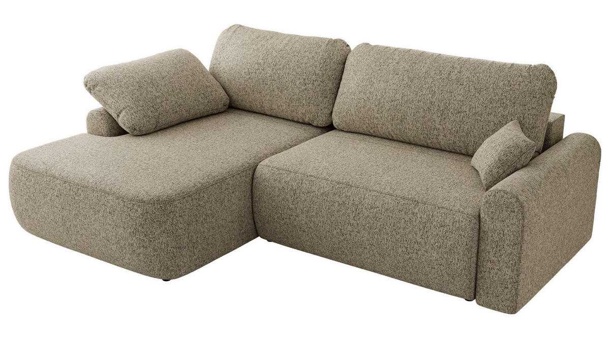 ECKSCHLAFSOFA CUBO L Dunkelbeige Struktur - links - Beige/Schwarz, Kunststoff/Textil (273/187cm) - MKS