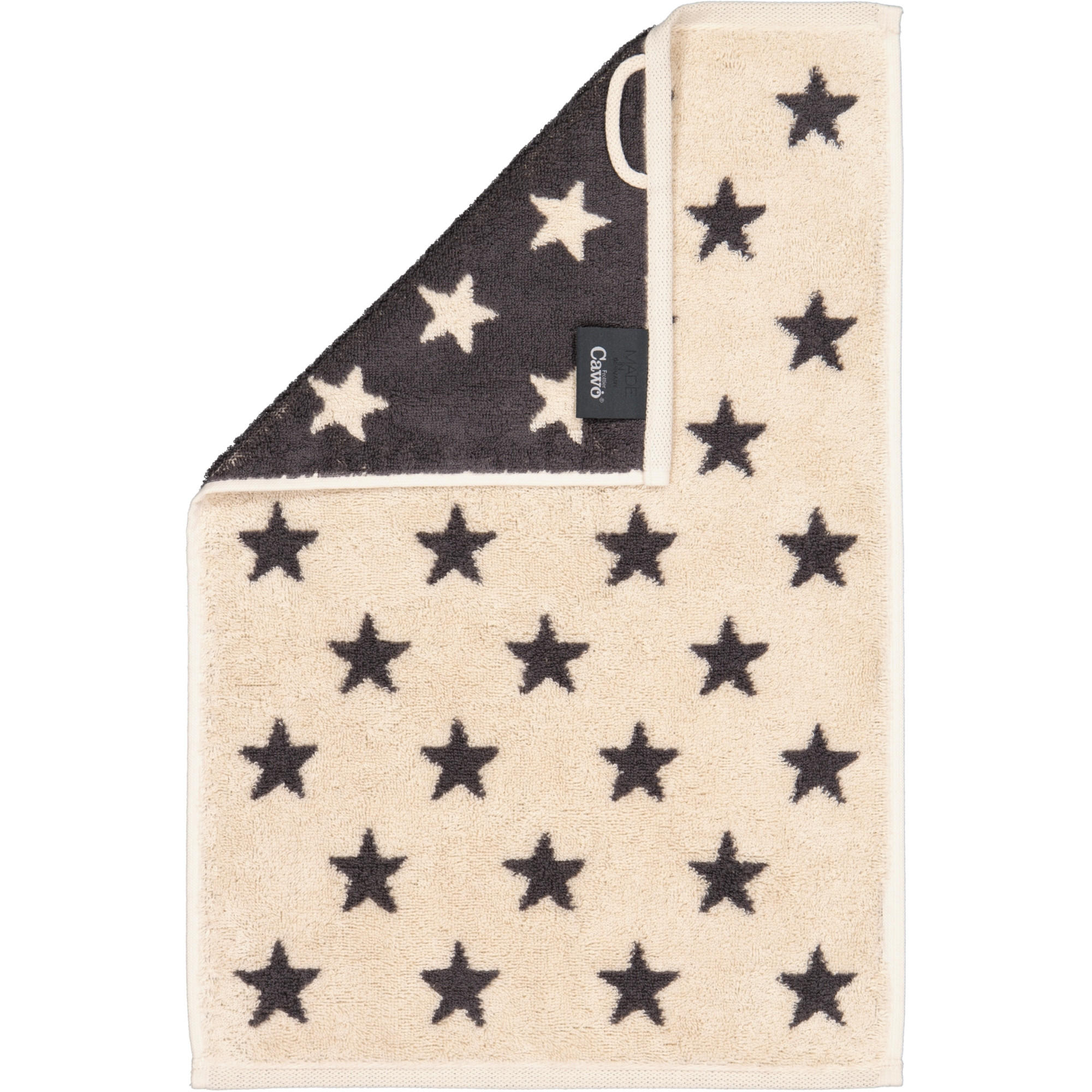 GÄSTETUCH NEW STARS STERNE KLEIN 6261 BEIGE/BASALT - 37 - Grau, Textil (30/50cm) - Cawoe
