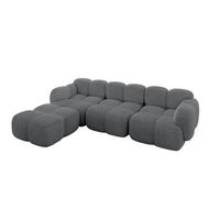 ECKSOFA modulares Sofa Links Miko-L2 302x205x75 Dunkelgrau Cord - Graphitfarben/Schwarz, Holzwerkstoff/Kunststoff (302/205cm) - ALTDECOR