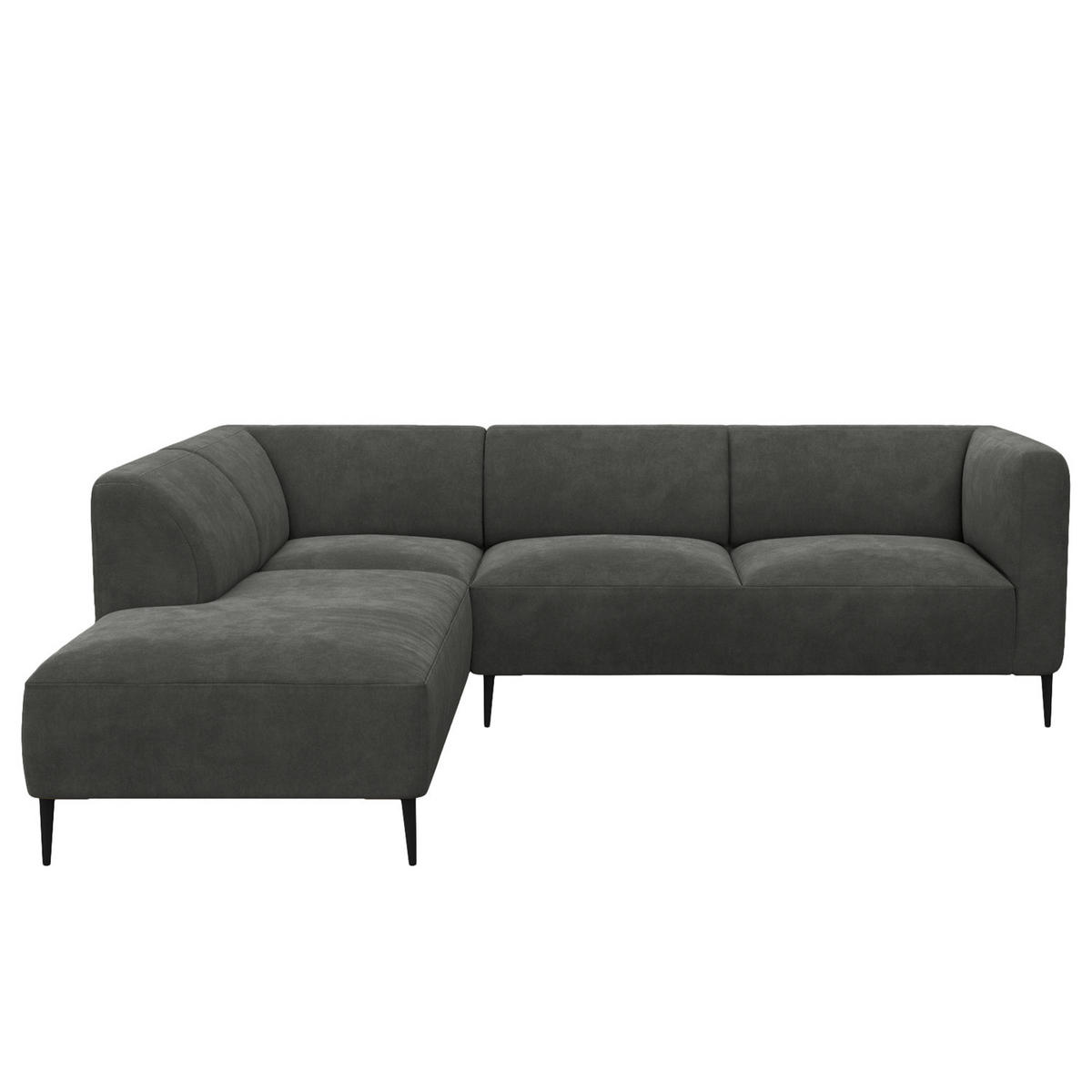 2,5-SITZER ECKSOFA mit Ottomane - Schwarz/Grün, Textil/Metall (252/205cm) - home24