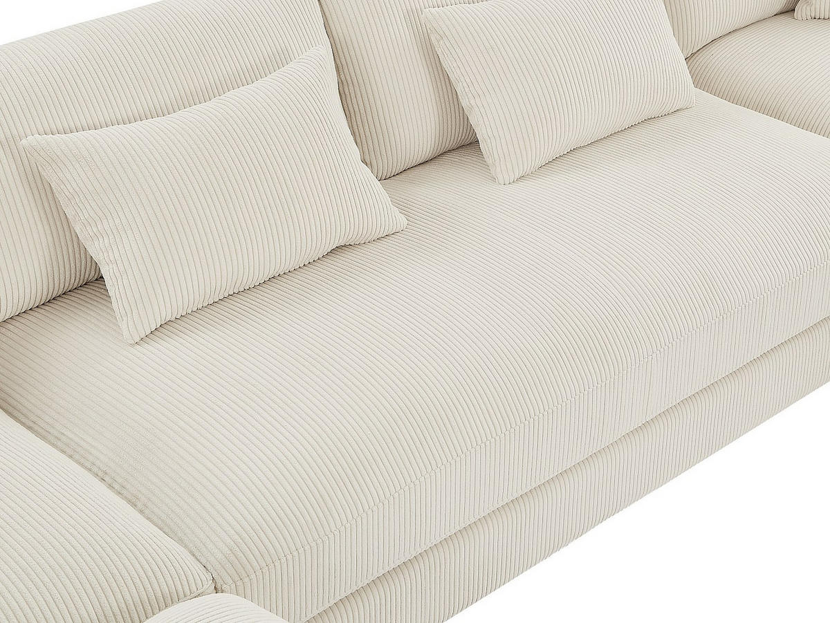 SOFA ohne Schlafmöglichkeit - 9 Personen - Samt, Stoff - Beige - - Beige, Textil (375/85/274cm) - Vente-Unique