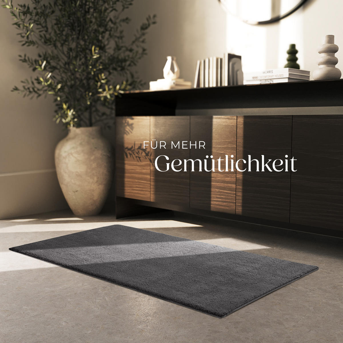 KURZFLORTEPPICH Soft Zone,rutschfeste Unterseite,anthrazit - Anthrazit, Kunststoff (150/80cm) - tectake