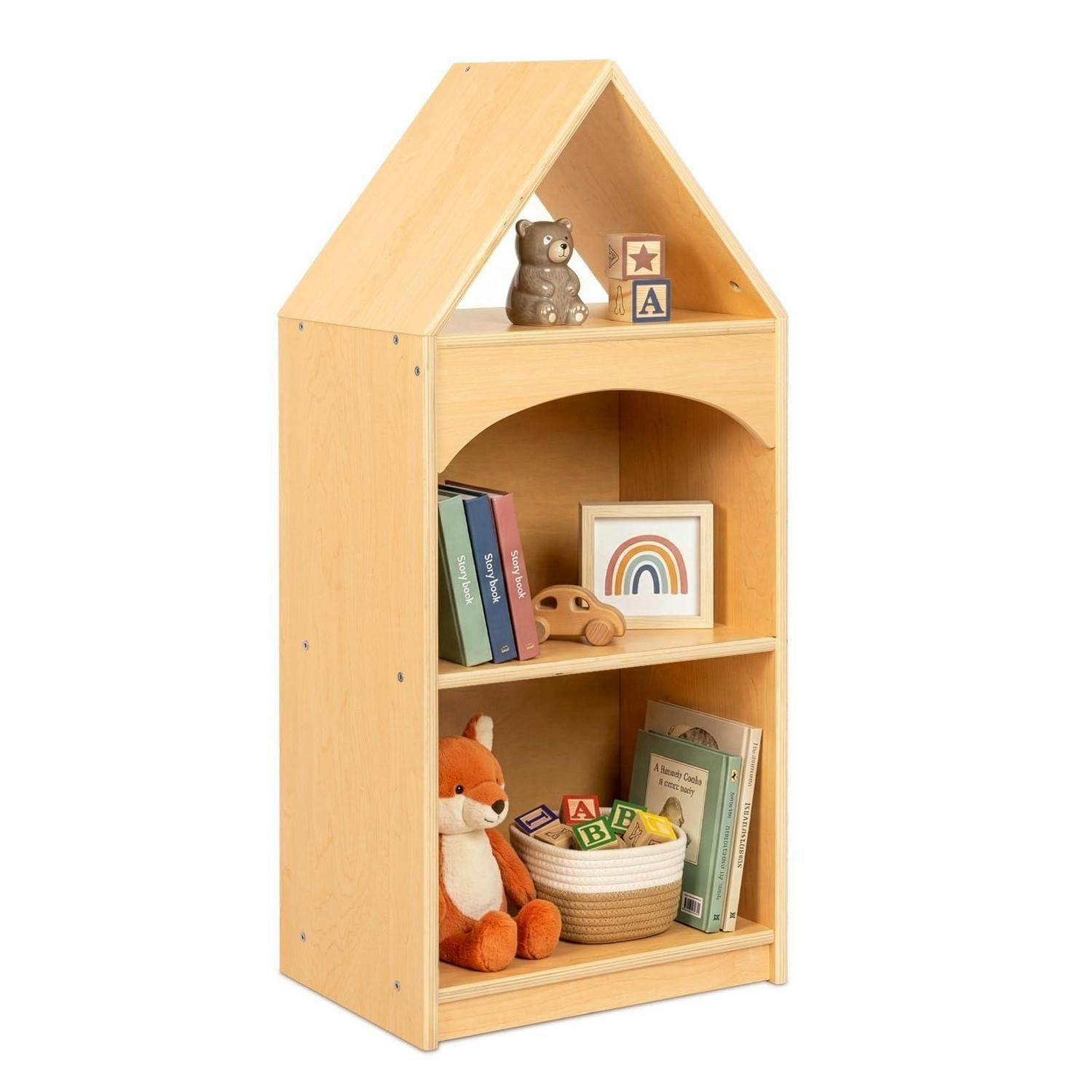 SPIELZEUG Regal Hausform 3 Etagen Holz Kinderzimmer - Braun, Holz (40/96/30cm)