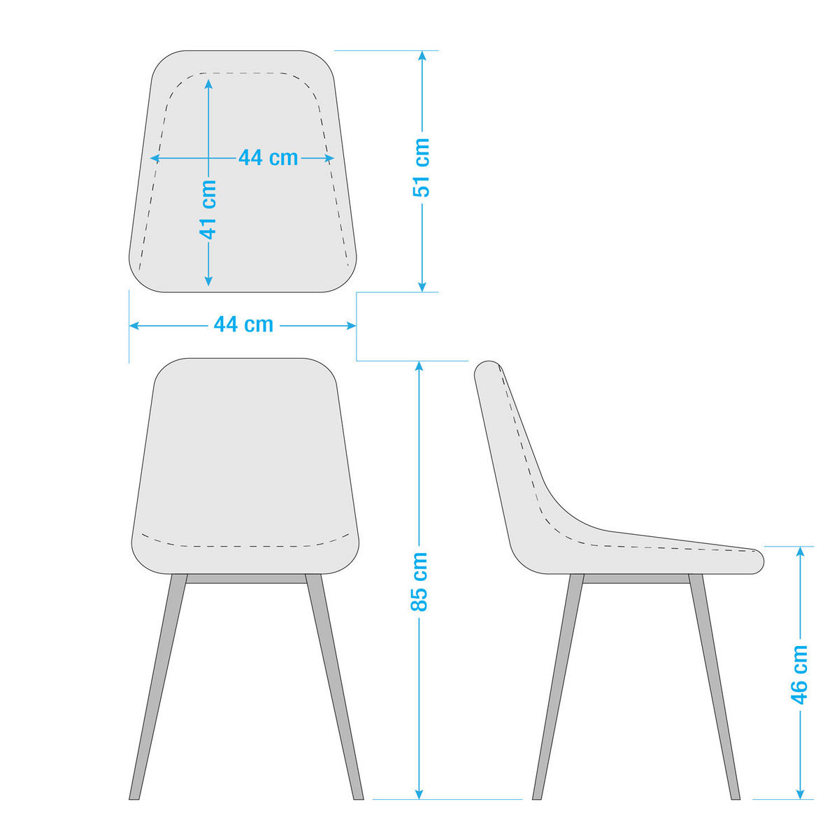 POLSTERSTUHL - Schwarz/Cappuccino, Textil/Metall (45/85/51cm) - home24