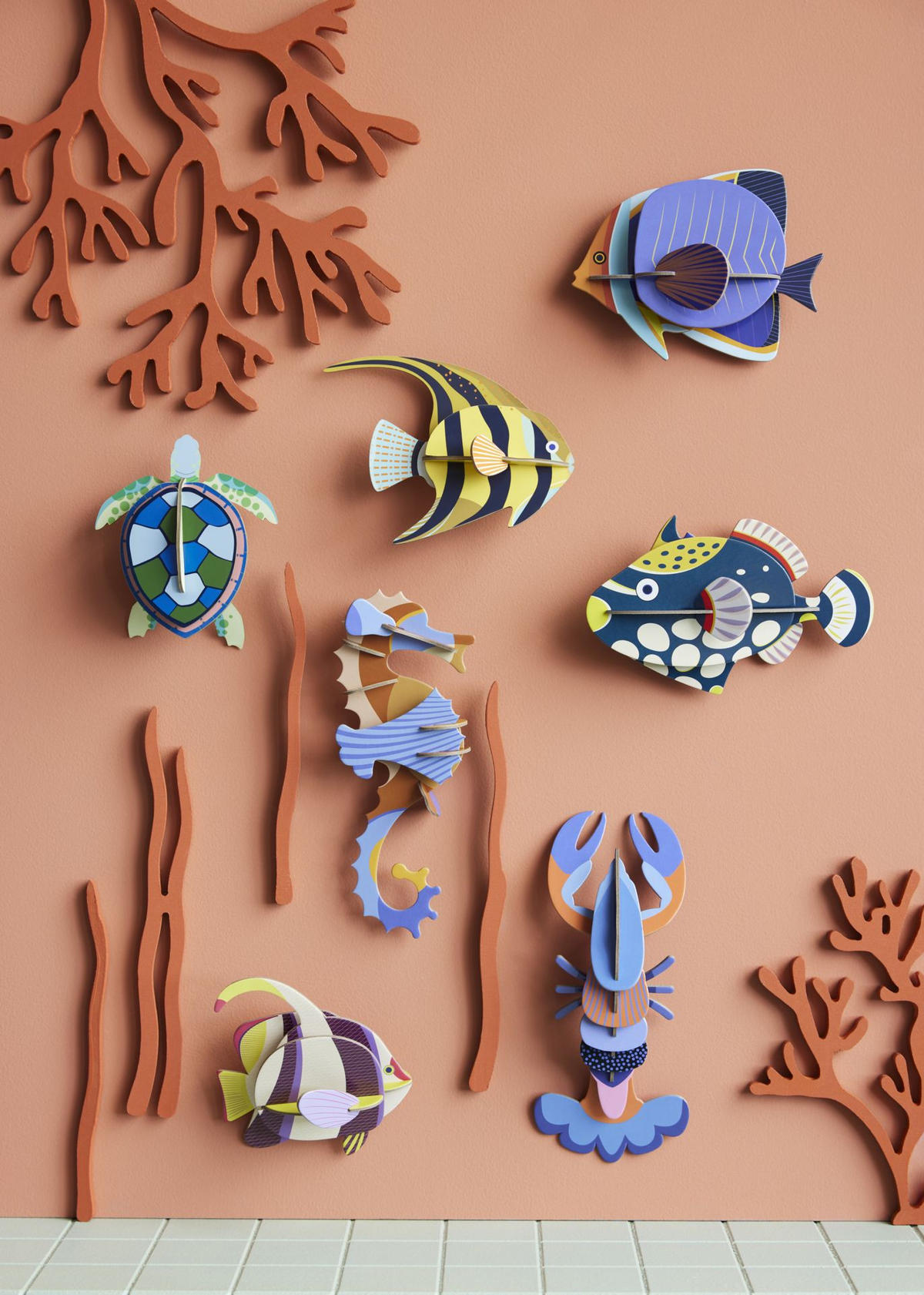 WANDSKULPTUR Bunt 4/10 cm - Multicolor, Wellpappe (4/10/13cm) - Studio Roof