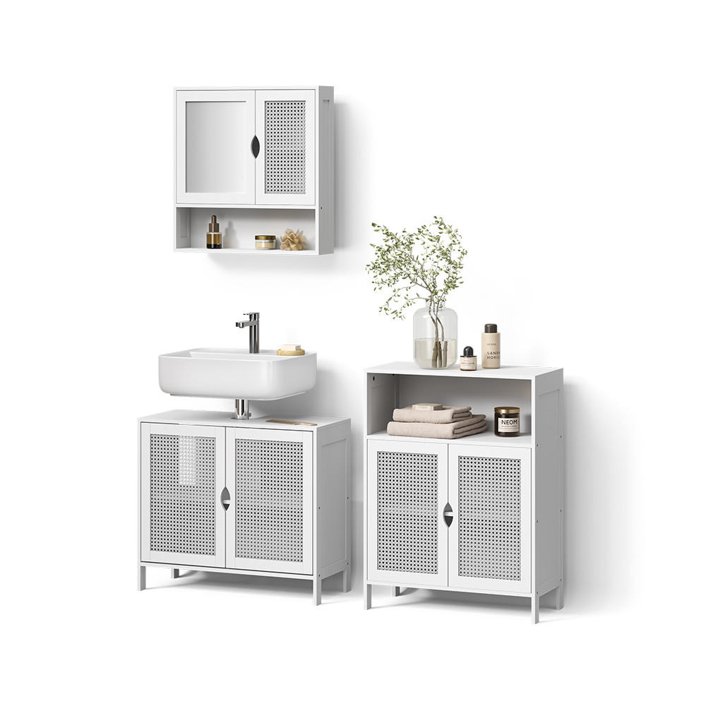 BADMÖBEL-SET Mincio, Weiß, 3-teilig - Weiß, Holzwerkstoff (70/60/29cm) - Livinity®