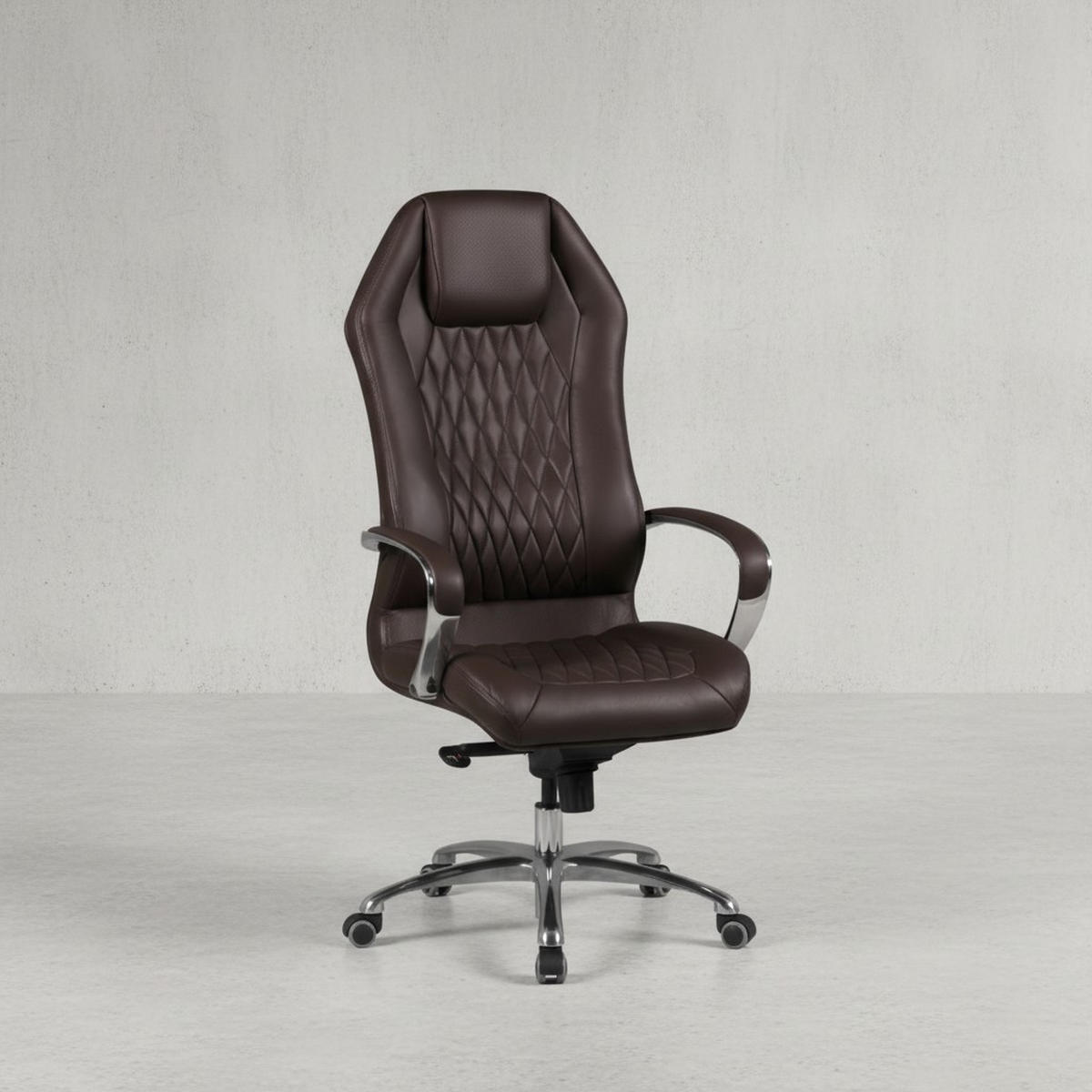 CHEFSESSEL Echtleder mit Multiblockwippmechanik, Lendenwirbelstütze und Aluminiumfußkreuz MILANO, Braun 70x67x136 cm - Silberfarben/Braun, Leder/Metall (70/136/67cm) - KADIMA DESIGN