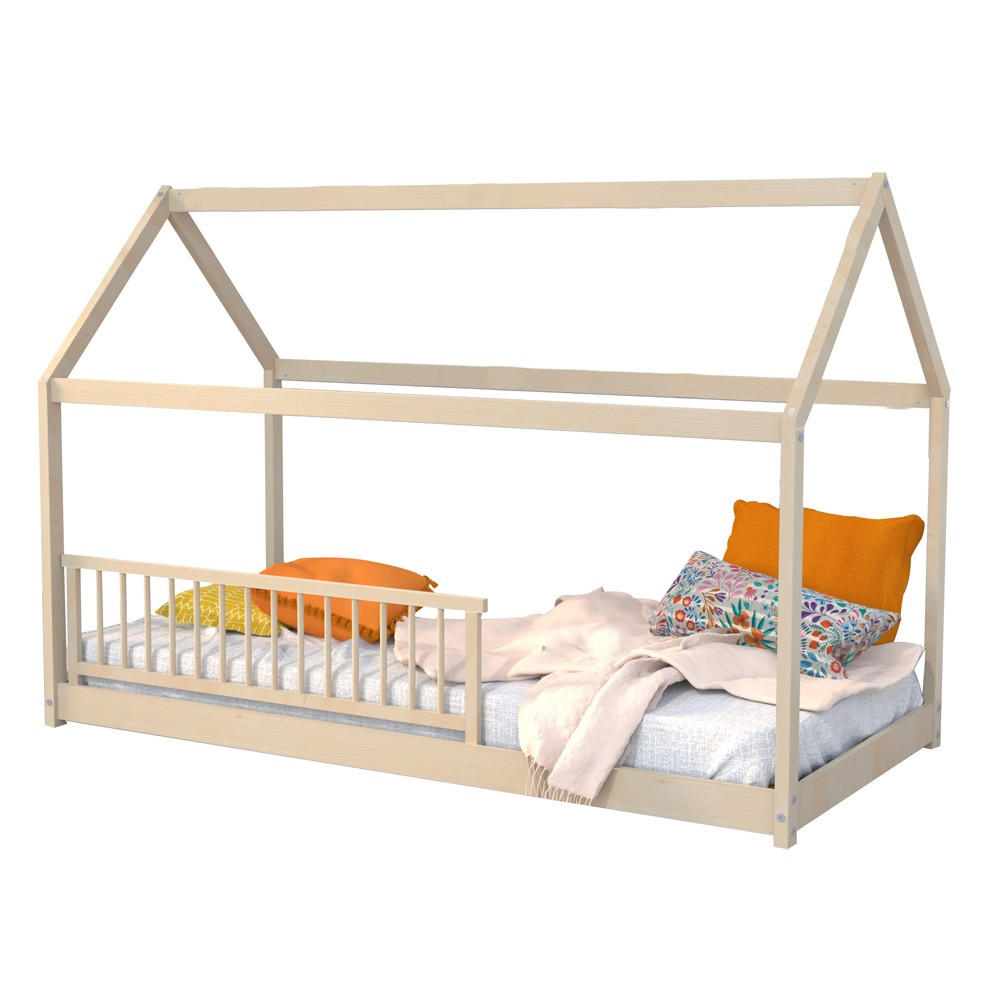 HAUSBETT PANDA mit Lattenrost und Gitter/ Kinderbett 90x190 cm - Naturfarben - Naturfarben, Holz (90/190cm) - Weber Industries